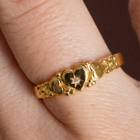 Bague d'éternité classique unisexe Milskey en laiton plaqué or 18 carats avec zircon en forme de cœur pour anniversaire