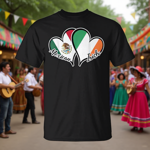 T-shirt promotionnel Cœur Drapeau Mexique Irlande Demi-Mexicain Demi-Irlandais - Product Image 3
