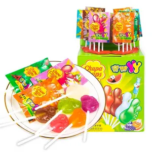 Chinese Snacks Fruit Lollipops Foot Shape Hard Candies healthy exotic bulk sour candy snack wholesale gourmet food candy bar