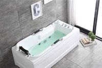 Baignoire d'angle autoportante moderne pour deux personnes avec hydromassage et double hydrothérapie en acrylique