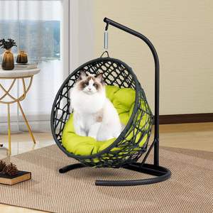 Modern Durable Steel Cat &amp; <strong>Small</strong> Dog Swing Bed <strong>Egg</strong> <strong>Chair</strong> Outdoor Hanging Waterproof Quick-Dry Cushion Courtyard Use - Product Image 2