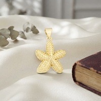 Pendentif Étoile de Mer Plaqué Or 14K Tendance, Bijou en Laiton Thème Océan, Breloque pour Femme et Homme, Cadeau de Mariage Plage, Accessoire DIY