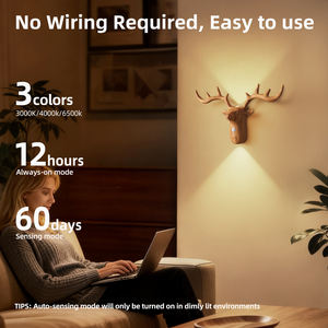 Lámpara de pared de Reno magnético inalámbrico con Sensor de movimiento nórdico, luz de pared de ELK recargable por USB, luces LED de noche para escaleras - Product Image 3