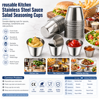 Tasses à assaisonnement en acier inoxydable, bols réutilisables pour sauces et vinaigrettes, accessoires de cuisine