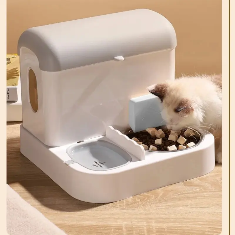 2023 קערת חתול חדשה קערת מזון לחתולים קערת מי שתייה אוטומטית קערת אורז טיפול משולב מזין אוטומטי ציוד לחיות מחמד