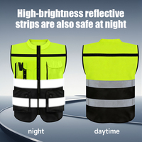 Gilet de sécurité réfléchissant à col rond, multi-poches, imperméable, avec logo personnalisé, fermeture éclair, haute visibilité, pour les services de circulation
