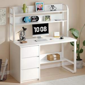 Adjustable 60-Inch White <strong>Computer</strong> <strong>Table</strong> with <strong>3</strong> Drawers Convertible Desk Hutch for Small Bedrooms Study Spaces for Home Office - Product Image 3
