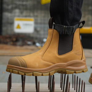 ZGL601 mode <span class=keywords><strong>chelsea</strong></span> bottes décontractées pas de dentelle femmes botte de sécurité jaune <span class=keywords><strong>Nubuck</strong></span> cuir acier orteil travail hommes travail bottes de sécurité - Product Image 1