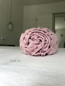 Custom 100% Linen Fitted <b>Sheet</b> Set Soft Stonewashed <b>Queen</b>/King <b>Sizes</b> 200TC Pillowcase Duvet Cover Durable Stitching Technique - Product Image 3