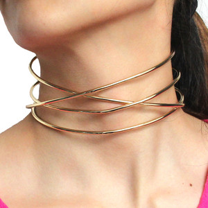 Collier enfant à deux couleurs ajustables, collier en style rétro, Simple, torsadé, pour femmes - Product Image 1