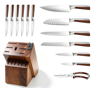 14Pcs Stainless Steel Kitchen <b>Knife</b> <b>Set</b> Wooden Block <b>Sharp</b> Chef <b>Knives</b> <b>Set</b> Pakkawood Handle for Home Kitchen - Product Image 6