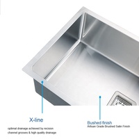 Évier de cuisine en acier inoxydable fait à la main de style Évier de cuisine à une cuvette