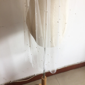 Khăn Che Mặt Đính Ngọc Trai Vải Tuyn Mềm Mại WAN193 Khăn Che Đầu Ngón Tay Cho Cô Dâu Đám Cưới - Product Image 2