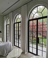 Ventana de Hierro Forjado Arqueada, Diseño Antiguo, Personalizable y Duradera, para Decoración de Casas y Villas, Ventanas Francesas