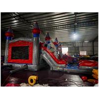 Harga Pabrik Rumah Loncat Kastil Abu-abu Inflatable Titanium Dual Lane Combo dengan Seluncuran untuk Sewa Pesta