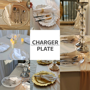 13 "sang trọng trang trí đám cưới rõ ràng sạc tấm vàng bạc đính cườm nhựa sạc tấm khăn ăn Clasp - Product Image 6
