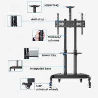 Soporte de TV de piso de altura ajustable Carro de TV rodante Carro de TV móvil con VESA de 600x400mm para LCD y Plasma