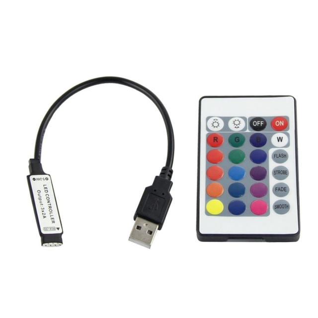 24key USB Controller for DC5V-24V RGB LED Strip Mini Infrared Wireless IR Remote Controller