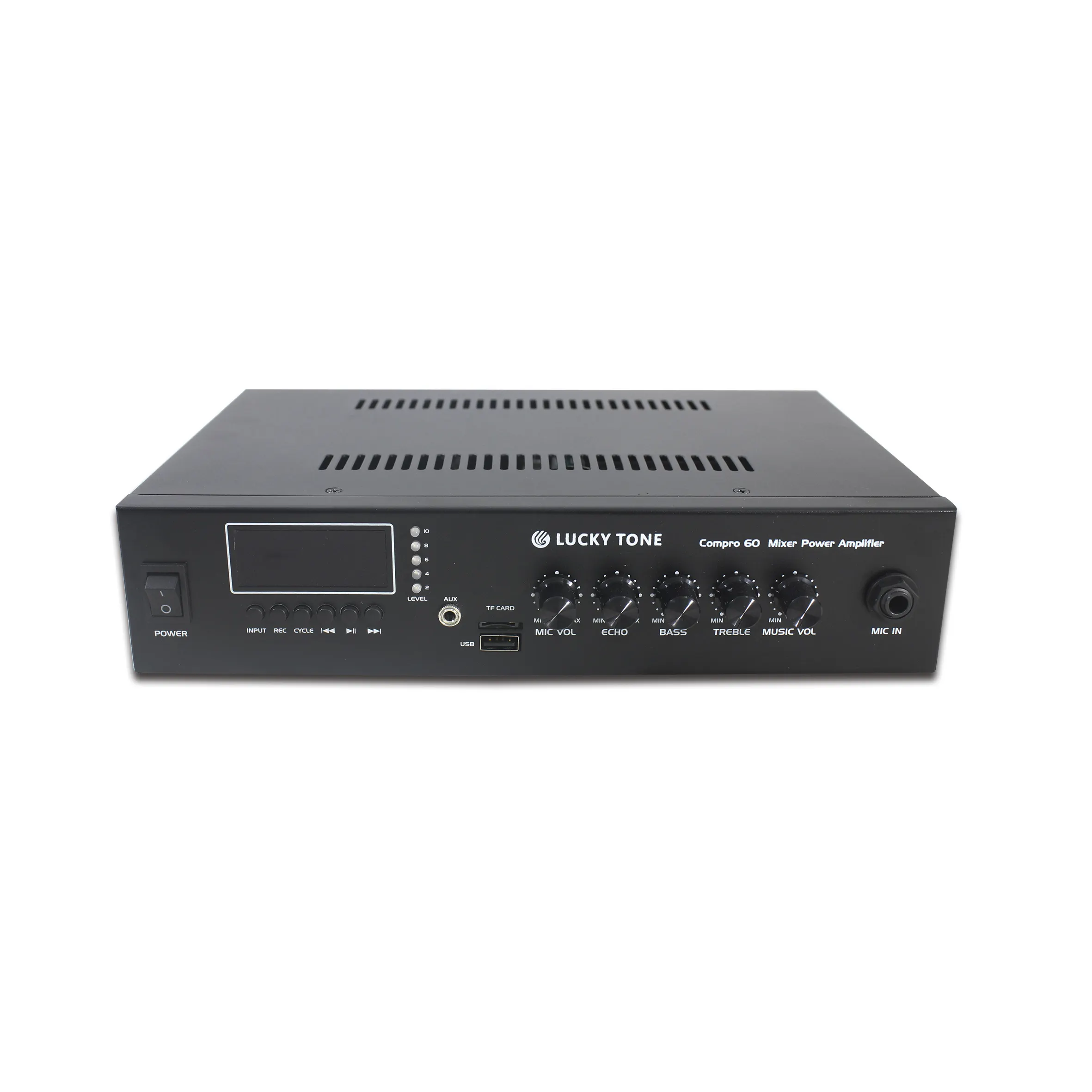 80W Mini Bluet ooth Mixer Audio Amplifier with Mp3, FM tuner, TF Card, Echo, Paging for Commercial PA System