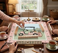 Tapis de Mahjong américain rose pour voiturette de golf, antidérapant, insonorisant, avec bordure motif balle de golf et trophée