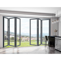 Puerta Plegable de Vidrio Panorámico Antipinzamiento de Buen Material para Interiores de Villas, Hoteles, Áreas Comerciales y Oficinas