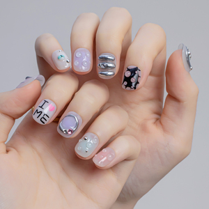Nuevo contenido personalizado Diseño único Acrílico Cubierta completa Corto Artificial 3D Press-On Nails Faux Ongles Finger Regalo al por mayor - Product Image 2