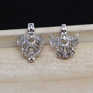 จี้เงินแท้ S925 สไตล์ยุโรป-อเมริกัน รูปนางฟ้า พร้อมไข่มุก 7-8 มม. แบบไม่เจาะรู สำหรับทำสร้อยคอ DIY อุปกรณ์ตกแต่งเครื่องประดับ จี้แบบกรง - Product Image 1