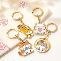 Porte-clés en métal personnalisés en forme de chat, pendentifs mignons de chatons de dessin animé, accessoires de porte-clés animaux personnalisés, cadeaux pour boutiques d'articles pour animaux de compagnie