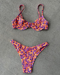 أزياء الأزهار ملابس السباحة النساء مثير مثلث منخفضة الارتفاع ثونغ الوردي بيكيني مجموعة شعار مخصص عالية الجودة ثوب السباحة - Product Image 5