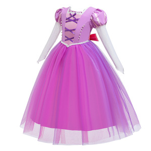 De Halloween Navidad Fiesta chicas vestido Puff traje de manga princesa Rapunzel para niños 1-12 años - Product Image 4