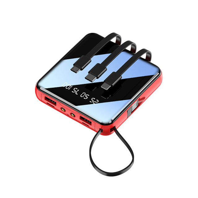 Online shopping new power bank 10000mAh quick charge with AC plug and 3 built in cable