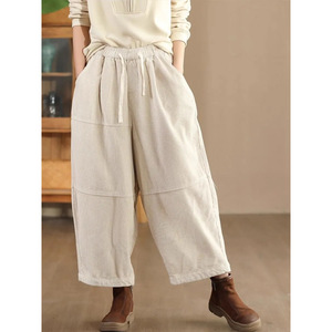 Harem <b>Pants</b> Corduroy Plus Size High Waist Casual <b>Pants</b> With Pocket Autumn Winter Style - Product Image 4