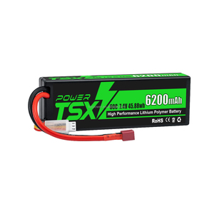TSX Power 2S 7.4V 锂聚合物电池硬壳 6200mAh 60C Deans T 连接器 CE 认证 1 年保修 500 次循环 RC - Product Image 2