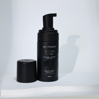 BVPACK 30g 50g 100ml Ensemble cosmétique en plastique noir givré, pot et flacon avec pompe à mousse pour nettoyant, tonique, crème