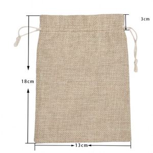 Recycled Natural Linen Drawstring Linen Gift <b>Mini</b> Jute Drawstring Gift Bag - Product Image 6