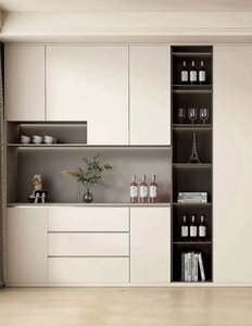 Armoire à vin sur mesure pour la maison, en bois massif avec vitre, pour le salon et la salle à manger - Product Image 1