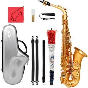 SLADE High-Grade Matte Gold Eb Gold Professional Brass Metal Instrumentos de viento Saxofón alto con estuche