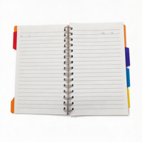 Carnet à spirales A5 avec couverture en PP, index à 5 onglets et 4 séparateurs, papier offset, 210 pages, cadeau pour étudiants