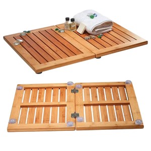 Tapis de douche pliable en bambou 24x18 pouces, antidérapant, rectangulaire, pour usage intérieur, extérieur et spa - Product Image 4