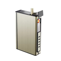 Étui à cigarettes en métal personnalisé avec logo laser, capacité de 20 pièces, avec briquets rechargeables et gonflables