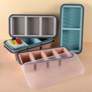 Silicone Food <b>Storage</b> Boxes 2 3 4 Compartment With Lids Divided Molds Freezer <b>Containers</b> Freshness Preserving Baking Camping Use - Product Image 1