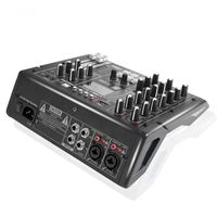 Console de mixage Xtuga SK-4 Mini 4 canaux avec carte son, alimentation fantôme 48V, USB/BT/OTG/MP3, revêtement poudré pour utilisation en direct