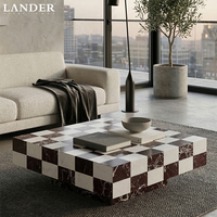 Table basse en marbre Rosa Levanto de Landerstore, table centrale en marbre Rosa Levanto, design ondulé pour salon