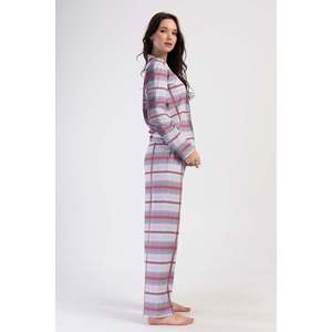 KADIN P.SUPREM XXL GOMLEK YAKA TAMAMI DUGMELI UZUN KOL ETEGI OVAL CEPLI PIJAMA TAKIM - สีเทา - สีเทา - Product Image 2