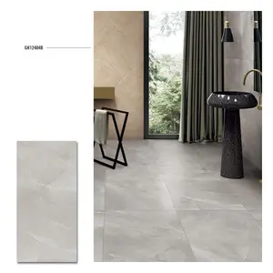 600x1200 Grigio Marmo Look Morbido Bagno Lucido Pavimento di Piastrelle Muro di Piastrelle Semi Lucido Gres porcellanato