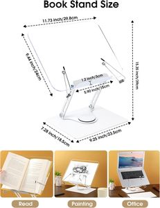 Home Office Desktop Foldable Metal Acrylic Angle Height 360 Rotatable <b>Book</b> <b>Stand</b> for Reading - Product Image 4