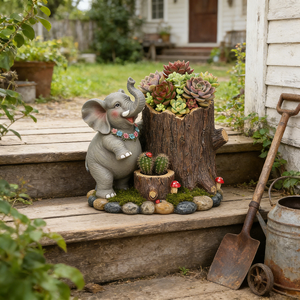 Vase en résine réaliste en forme de tronc d'éléphant - Ornements artistiques <span class=keywords><strong>porte</strong></span>-bonheur pour jardin extérieur, patio, véranda, maison - Product Image 1