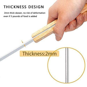 Nuevo Producto: Brochetas Anchas para Kebab de Acero Inoxidable con Mango de Madera para Asar Carne en Barbacoas y Campamentos al Aire Libre - Product Image 3