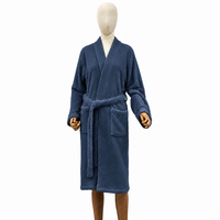 Robe personnalisée avec logo, col kimono, en flanelle bleu marine, confortable, lavable en machine, pour les fêtes et le quotidien, pour femmes