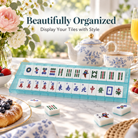 Support de Mahjong Américain en Acrylique Double Couche Teal – Élégant Porte-Plaques pour Soirées de Jeu et Présentoir